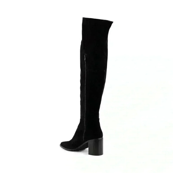 NWOB Seychelles Anthropologie Over The Knee Black Suede Heeled Boot Size 9 - Picture 3 of 8